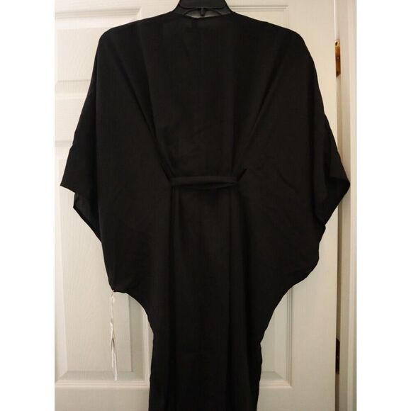 Good American GSW0394 Women's Sz 0-4 Black Goddess Tie Waist Robe Cover-Up - Picture 6 of 10